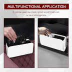 Car Trash Can, Leather Waterproof Automotive Garbage Can with Trash Bag, Hanging Mini Vehicle Trash Bin, Small Auto Door Organizer Storage Pouch, Universal Car Accessories (White)