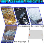 Magnetic Car Windshield Snow Cover, Extra Large Auto Ice Guard Windshield Cover with Side Window & Side Mirror Protector, Safe Reflective Vehicle Winter Exterior Accessories (Silver)