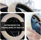 Fuzzy Steering Wheel Cover, 15 inch Soft Wool Fur Steering Wheel Protector, Fluffy Wheel Covers for Winter Warm, Car Interior Decoration Accessories for Women Men (Beige)