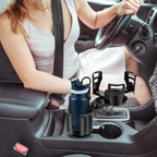 Car Cup Holder Expander, Universal 2 in 1 Large Cupholder Expander Adapter for Car with Adjustable Base, Fits Large Bottles, Snack, Drinks Cups, Black