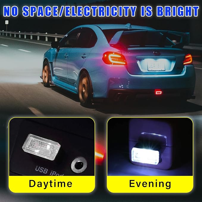 4 PCS USB LED Car Interior Atmosphere Lamp, Plug-in USB Decor Night Light, Portable Auto Ambient Lighting Kit, Universal Vehicle Interior Accessories for Most Cars (White)