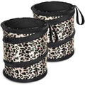 Car Trash Can, 2 Packs Mini Car Garbage Can, Collapsible Trash Bin | Pop-Up Trash Can for Front Back Seat, Portable Trash Bag Hanging for Vehicle SUV Rv Truck Accessories Interior, Leopard Print