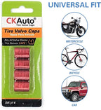 Tire Valve Stem Caps, Red, 4 pcs/Pack, Anodized Aluminum Tire Valve Cap Set, Corrosion Resistant, Universal Stem Covers for Cars Trucks Motorcycles SUVs and Bikes