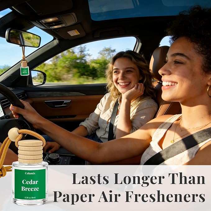 Car Air Fresheners, Hanging Car Freshener 2 Packs, Refreshing Cedar Breeze Scent for Car, Closet and More, Effective Auto Odor Eliminator, Long Lasting & Safe Formula Car Aroma Diffuser