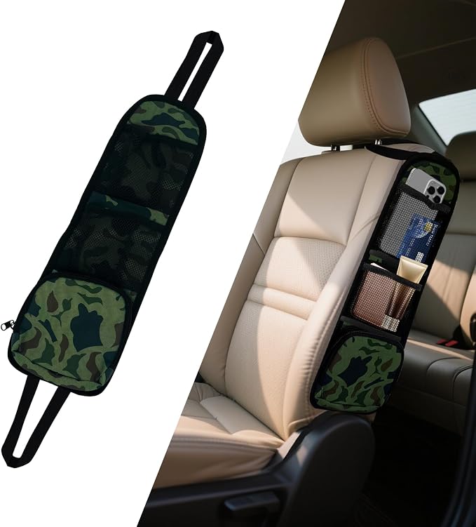 Car Seat Side Storage Pocket, Car Multifunctional Seat Organizer Hanging Bag, Auto Mobile Phone Wallet Sunglasses Mesh Net Pocket, Auto Accessories for Cars SUVs Trucks (Camouflage, 1PCS)