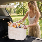 Floral Fabric Storage Basket Car Interior Storage Basket Underwear Sundries Laundry Baskets Supplies Home Organizer Bag (pink+white bow)