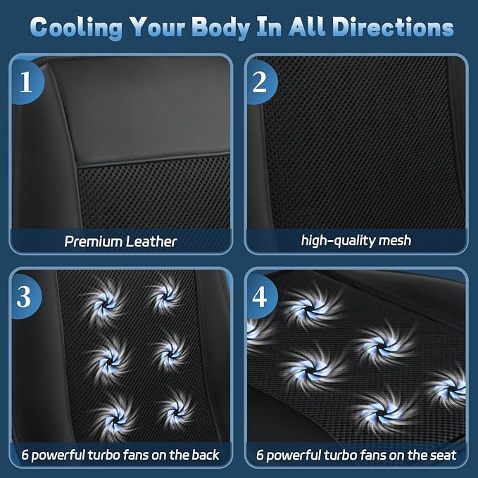 Cooling Car Seat Cushion, 12V&24V Breathable Cooling Seat Cover for Car, 2026 Updated Rapid Cooling Ventilated Cooled Seat Pad Cushion with 12 Fans Universal Fit Most Cars Automotive Truck SUV Van