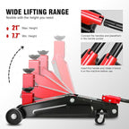 DNA Motoring 3 Ton Low Profile Floor Jack, 3 tons (6000 lbs) Capacity Fast Lift Hydraulic Trolley Service/Floor Jack, 7.7-21" Lifting Range, Red, TOOLS-00674-RD