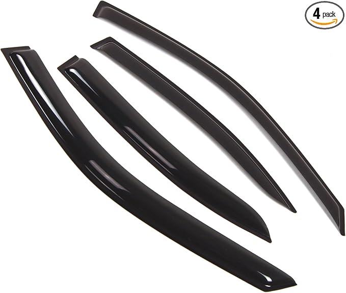 Outside Mount Window Vent Visors Rain Guards Compatible with Hyundai Elantra 2001-2006 | Side Window Wind Deflectors Rain Shields | Smoke Tinted, 4 Pcs Set, DGWV-252