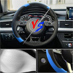 Blue Steering Wheel Cover Microfiber Leather Sporty Car Accessories for Men and Women,Breathable Non-Slip Universal Fit 14 1/2-15 Inch(Black and Blue)