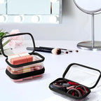 Clear Hard Shell Zipper Case, Clear Zipper Pouches Waterproof Makeup Organizer & Travel Toiletry Storage Bag, Plastic Pouch for Office, Home, Black, 4Pack XL+L+M+S