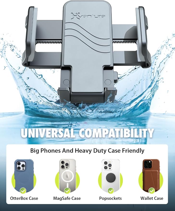 Griplox Waterproof Phone Mount for Boats – Marine Suction Cup Holder with Sealed Case, Secure Boat/Kayak/Jet Ski Phone Holder, Fits Smartphones up to 6.75"