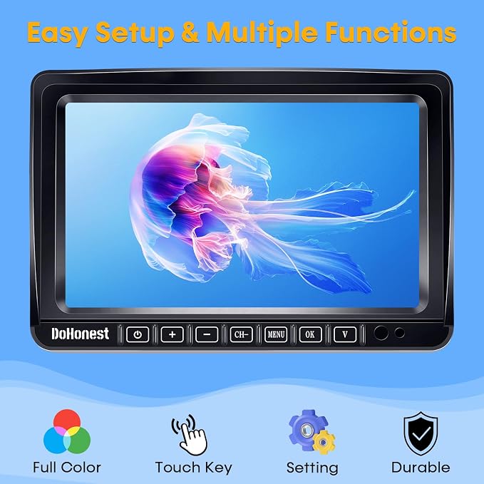 HD 1080P Magnetic Wireless Backup Camera: 1-Min Easy Install No Wiring 25H Long Battery Life for Long Travel - 7" Recording Monitor Dual Solar Backup Cameras for RV Trailer Camper Truck