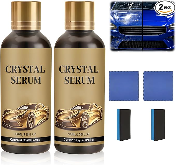 2Pcs PTZ Crystal Serum for Cars,PTZ Advanced Graphene Ceramic Coating for Cars,9H Graphene Coating for Auto Car Detailing,Quick Effect Car Coating Spray,Nano Coat Restore for Paint,Glass & Wheel