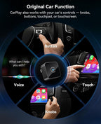 Wireless CarPlay Adapter 2 in 1 2026 Upgraded for Factory Wired CarPlay, Car Play/Android Auto, Auto-Reconnect Wired to Wireless Dongle No-Lag, Plug-and-Play, 5GHz WiFi, Bluetooth 5.3 USB-A & USB-C