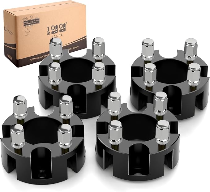 2 Inch Golf Cart Wheel Spacers Kit with Lug Nuts Fits for Yamaha Club Car EZGO ATV, 4X4(101.6mm) Bolt Pattern, 2.68''(68mm) Hub Bore, 1/2-20 Studs (4 Pack),Black