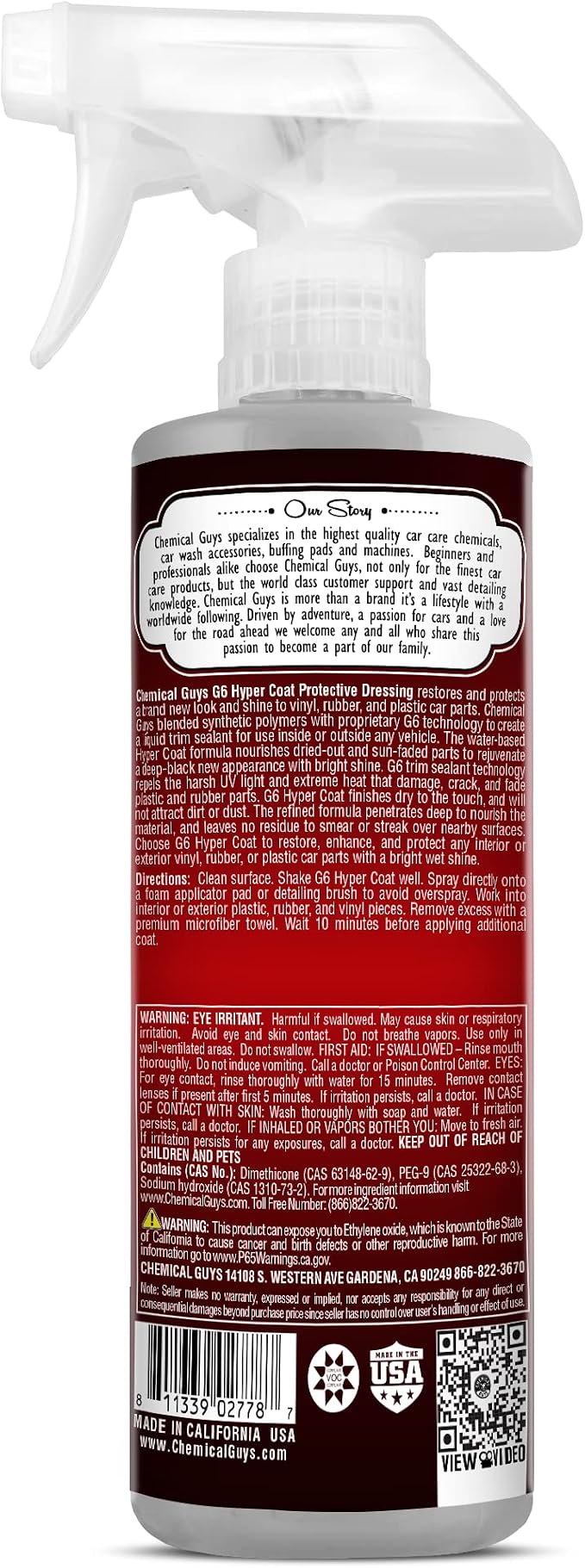 G6 HyperCoat High Gloss Protectant Dressing, For Vinyl, Rubber, Plastic, Tires and Trim, Gloss Dressing Restores Shine & Protection for Cars, Trucks, Motorcycles, SUVs and RVs, 16 oz