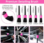 Pink Car Duster Interior Kit, Perfect Car Detailing Brush Kit for Cleaning Windows,Windshield,Dashboard and Air Vents Suitable for All Cars