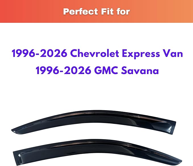 KPY Rain Guards Fit for 1996-2026 Chevrolet/Chevy Express Van, Out-Channel Window Visors Vent Wind Deflectors 2PC, Truck Accessories for 1996-2026 GMC Savana