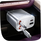Retractable Car Charger for iPhone, for iPhone 17 Pro Max 16 15 14 13 12 Plus Mini, Cute 4 in 1 Retractable USB C Car Charger Fast Chareg for Women Men, 84W Fast Charging Car Accessorie | Multiple Ports Car Charger, Retractable Car Charger Fast C...