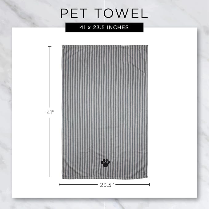 Pet Grooming Towel Collection Absorbent Microfiber X-Large, 41x23.5, Embroidered Taupe (Pack of 12)
