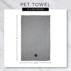 Pet Grooming Microfiber Towel, Embroidered Collection, X-Large,41x23.5", Blue