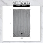Pet Grooming Towel Collection Absorbent Microfiber X-Large, 41x23.5", Striped Aqua