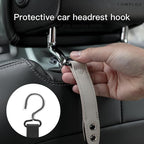 Car Headrest Hook 2 Pack Car Hook Holder Leather Headrest Hooks for Purses and Bags,SUS304 Car Hook (Grey)