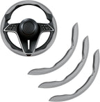 3Pcs Carbon Fiber Steering Wheel Cover Universal Fit 99% Cars | Non-slip soft grip, easy to wipe clean, quick to install, perfect for daily commutes and road trips, Gray