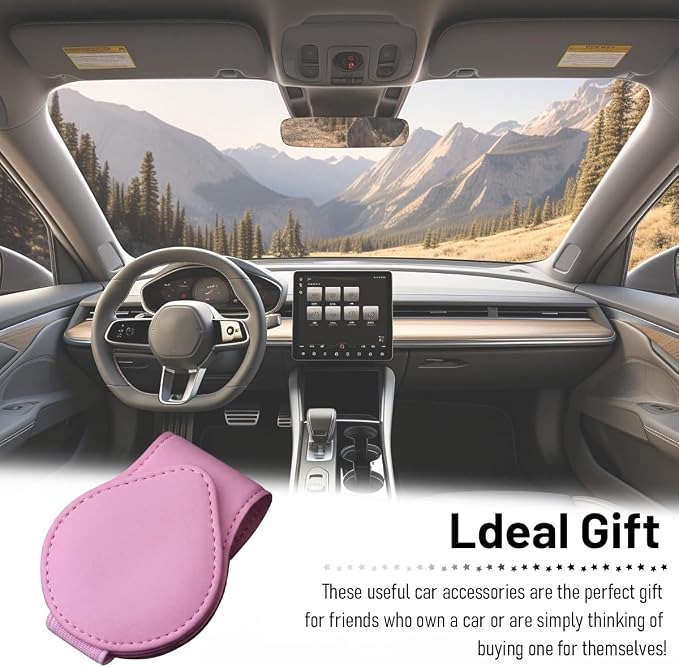 Car Visor Sunglasses Holder, Magnetic Vehicle Sun Visor Eyeglasses Hanger Ticket Card Holder Clip, Auto Interior Sunvisor Glasses Mounter Organizer, Universal for Vehicles (Pink)