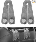 2 PCS Car Seat Headrest Hook, Suede Heart Shape Auto Double Seat Back Purse Storage Hook, Cute Backseat Organizer Universal Bag Holder Most Vehicles, Car Accessories (Gray)