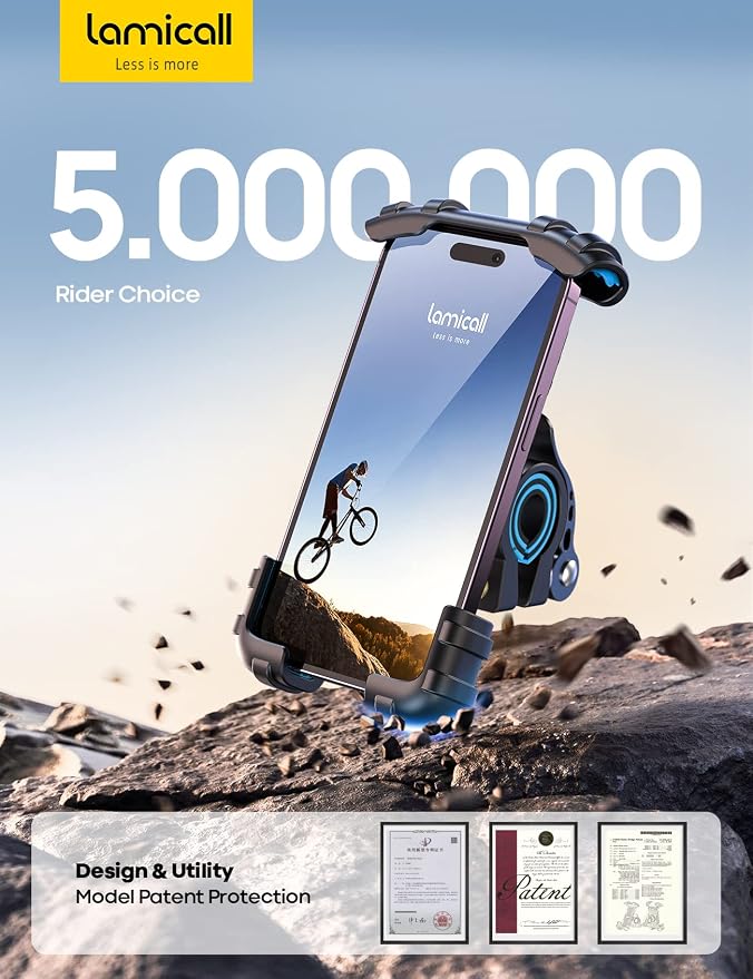 Bike Phone Holder, Motorcycle Phone Mount - Motorcycle Handlebar Cell Phone Clamp, Scooter Phone Clip for iPhone 14 Plus/Pro Max, 13 Pro Max, S9, S10 and More 4.7" - 6.8" Smartphones, Blue