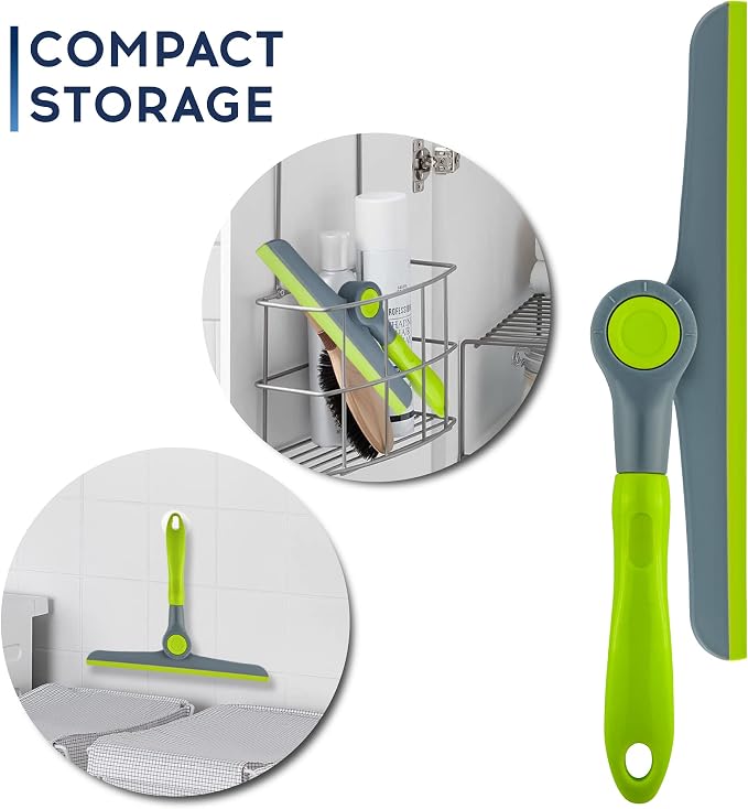 10" Heavy Duty Green, Grey Window Cleaning Squeegee, Handheld Squeegee for Glass Doors, Windows, Car Windshields & More