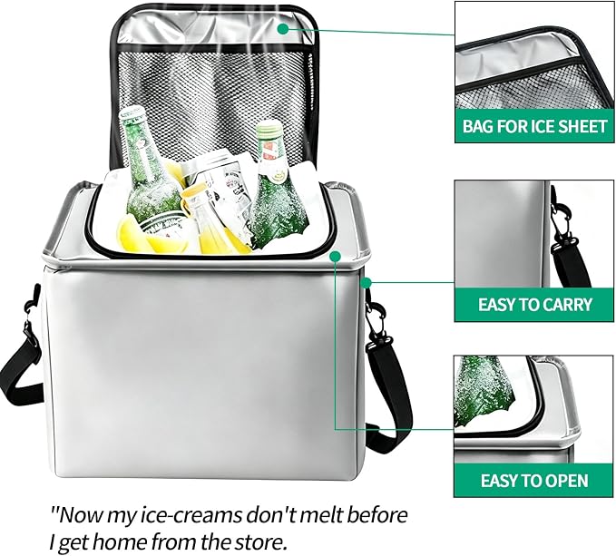 Car Trunk Organizer with Removable Cooler Bag - Collapsible Multi-Compartment Storage for SUV Truck Groceries Camping, Durable Nylon Auto Cargo Organizer (Gray)