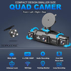 360° Dash Cam 4 Channel 5G WiFi & APP Control, Free 64GB Card, 2K FHD Front and Rear Inside, Left Right Dash Camera for Cars, G-Sensor, Loop Recording, 24H Parking Mode