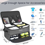 2 Layer Golf Trunk Organizer, Golf Gifts for Men with Separate Ventilated Compartment for 2 Pair Shoes, Waterproof Car Trunk Locker for Balls, Tees, Clothes, Gloves, Gifts for Golfers