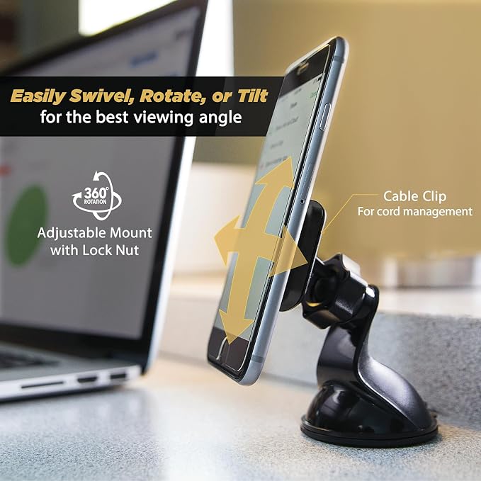 MAGWSM-10PKFLT MagicMount Magnetic Suction Cup Phone Mount for Car Dashboard or Windshield, 360° Adjustable Magnet Head, Universal Cell Phone Holder for iPhone, Samsung & More (Pack of 10)