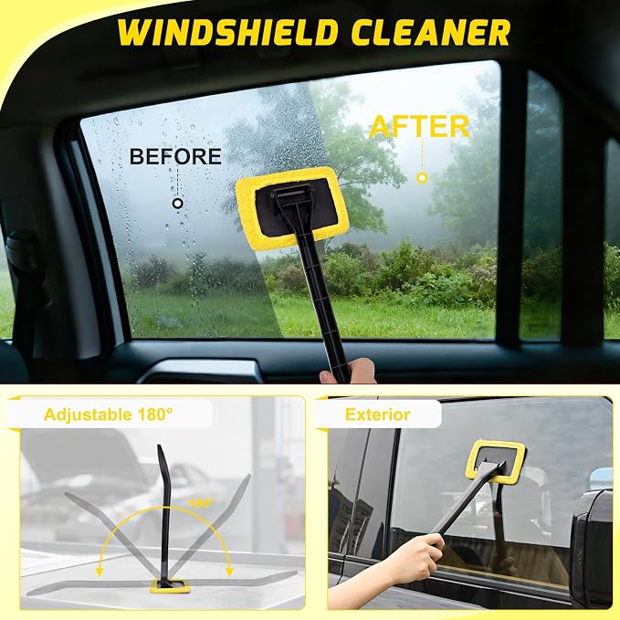 37PCS Car Detailing Kit Auto Cleaning Tools Wash Set with Storage Carry Bag Home Use for Interior Exterior Deep Clean Car Care Windshield Dashboard Seat Air Vents Wheels Tires, Yellow