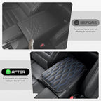 Car Center Console Cover, Upgraded Leather Car Armrest Cushion, Universal Waterproof Cushion Pad, Non-Slip Car Interior Accessories, Fits Most Sedans SUVs Trucks (Blue Line)