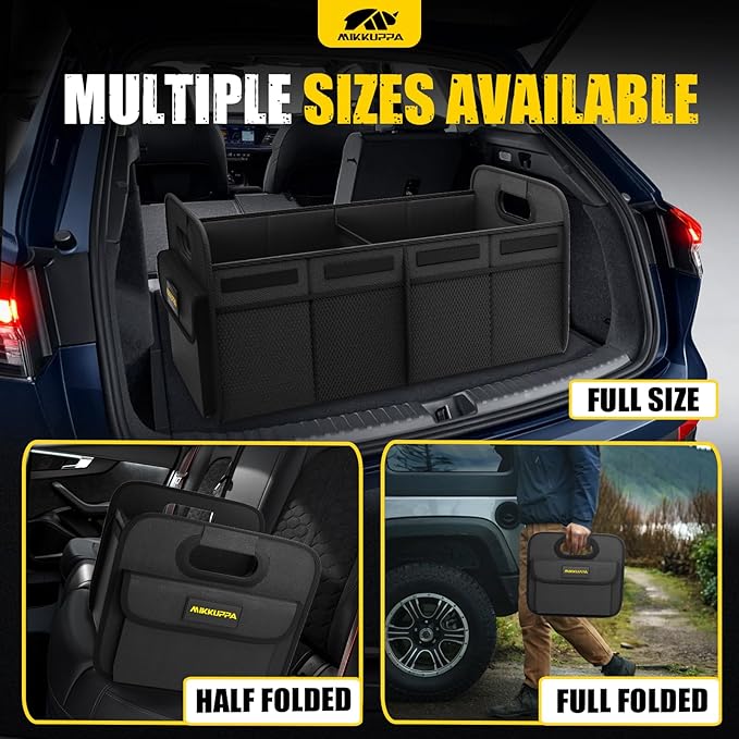 Car Trunk Organizer - 75L Collapsible Trunk Organizer with Reinforced Handles for Groceries, Trunk Storage Organizers for SUV Auto Truck Van with Non Slip Bottom (Black)