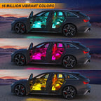 LED Lights for Car Interior 2-Line Inside Cool Accessories Decorations with App and Control Box, Color Changing Footwell Lighting for Cars, Truck, USB DC 5V