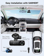 4K 3 Channel Dash Cam, Dash Cam Front and Rear C3, Free 64GB Card, 4K+1080P+1080P Dashcam, G-Sensor, WDR, APP, 5G WiFi, Night Vision, 24H Parking Monitor