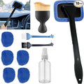 10pcs Car Windshield Cleaning Tool, Windshield Cleaner with 5 Washable and Reusable Microfiber Pads and Extendable Handle, for Auto Glass Wiper (Bule（10pcs）)
