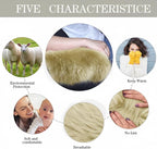 Furry Armrest Cover Auto Center Console Cover Car Soft Console Pad, Real Sheepskin Wool Soft Fluffy Auto Center Armrest Pad for Most Car Decoration Protector (Champagne)