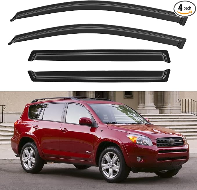 Window Visors Rain Guards Shield for 2006-2012 Toyota Rav4, Out-Channel Window Vent Wind Deflectors Visors Shades for 06 07 08 09 10 11 12 Rav4