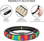 Spiral Rainbow Tie Dye Auto Car Steering Wheel Cover Universal 15 Inch Neoprene Interior Decor Protection Accessories