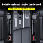 2 Pack Dual Car Seat Gap Filler with Cup Holder, Car Gap Plug Seat Fillers with Black-Carbon Fiber Texture for Cars SUV Trucks, Console Side Gap Organizer Storage, Fit for 1'' Seat Console Gap