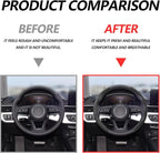 2pcs Universal Fit Carbon Fiber Steering Wheel Cover, Anti-Skid Steering Wheel Cover/Segmented Steering Wheel Protector/Car Interior Accessories (Black)