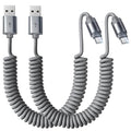 Coiled USB C Cable, 2 Pack for Android Auto & CarPlay Cable, Short USB A to USB C Cable Compatible with iPhone 17/16/15, Samsung Galaxy S25/S24/S23 A15/A14, Google Pixel 9/8, Space Gray 6FT