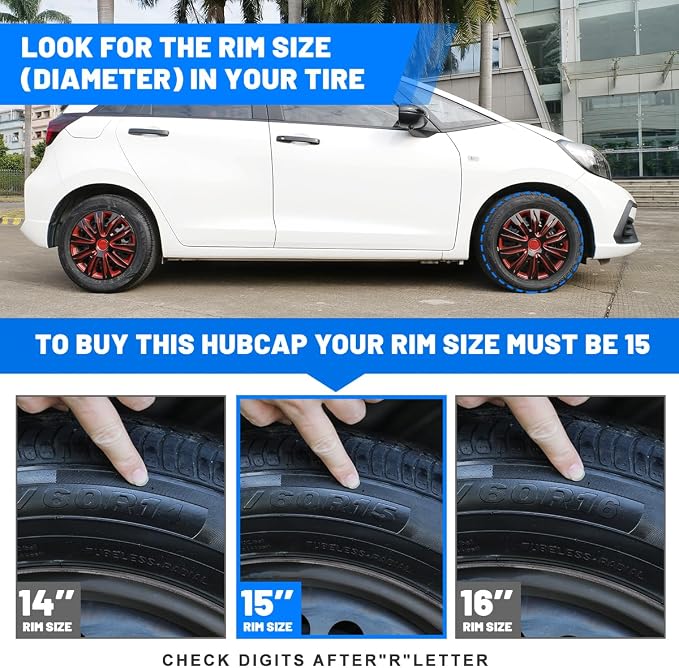 4-Pack 15 Inches Wheel Rim Cover Hubcaps,Redesign Fashion Style Replacement Hubcaps,Car Truck SUV Hub Accessories, Black&Red&Lacquer | Universal Wheel Rim Cover - Set of 4 Hub Caps Replacement for Car Truck SUV (Lacquer Black Lacquer & Orange...